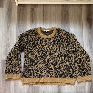 Madewell Black and Tan Leopard Print Sweater
